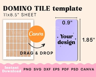 Plantilla Domino, plantilla SVG de mosaico Domino para cricut, plantilla Canva mosaico de dominó png Descarga instantánea Domino personalizado