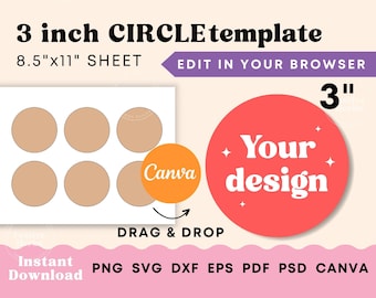 3 Zoll Kreis Vorlage, Kreis SVG, Kreis Aufkleber Vorlage, Runde Vorlage Etikett, leere Vorlage Canva Intant download