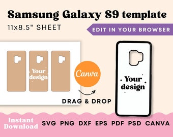 Modèle de cas de téléphone, modèle de cas de téléphone Samsung S9 pour la sublimation, modèle de sublimation Samsung, modèle Samsung, cas Samsung S9 SVG