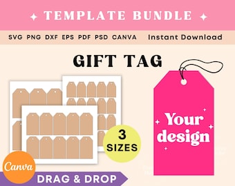 Gift Tag SVG, Gift tag Template BUNDLE, Gift tag template Canva Printable, Wedding Tag template, Hang Tag template, Thank you tag template