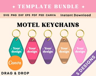 Motel keychain SVG Bundle, Motel keychain template, Motel keychain sublimation, Canva template Motel keychain custom Instant download
