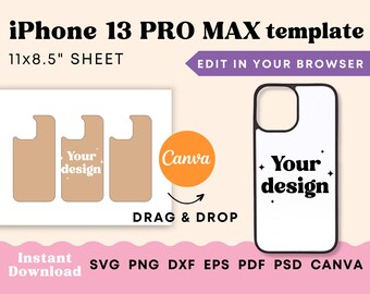 iPhone 13 Pro Max Sublimation Template: Phone Case SVG PNG (Digital Download)