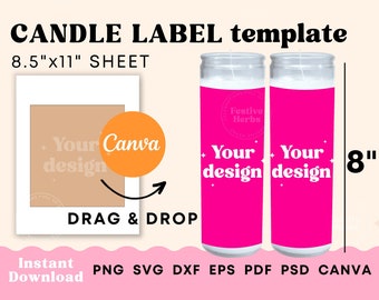 Gebedskaars sjabloon, gebed kaars label sjabloon downloaden, aangepaste gebed kaars sticker sjabloon SVG PNG Canva sublimatie sjabloon