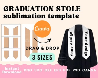 Graduation Stole Template, Stole Template SVG, Canva, Graduation Stole sublimation template, Graduation template bundle, Grad stole template