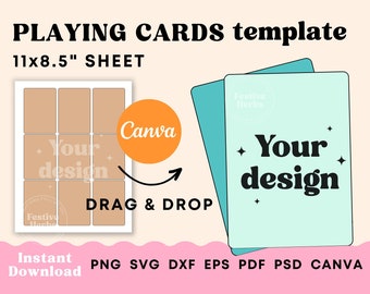 Playing card template, Trading card template canva, Sports card template for sublimation, Sports card svg download