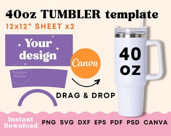 40oz Tumbler Template, Tumbler Sublimation template, 40oz Tumbler Wrap Template, SVG Template 40oz tumbler Canva template tumbler