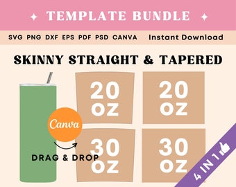 Tumbler template BUNDLE, 20oz tumbler template svg, 30oz tumbler template wrap, Sublimation template for cricut, tumbler template canva