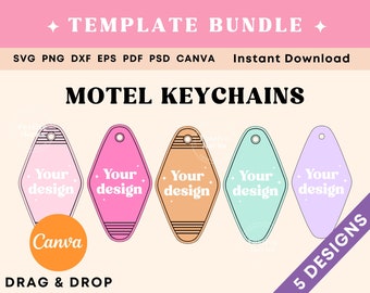 Motel keychain SVG Bundle, Motel keychain template presized, Motel keychain sublimation, Canva template Instant download