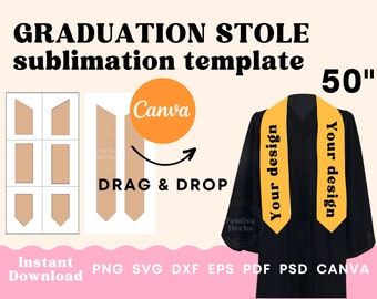 50inch Graduation Stole Template, Stole Template SVG, Canva, Sublimation template Graduation Stole, Graduation template, Grad stole template