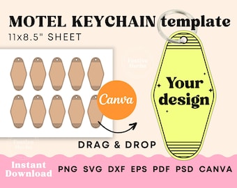 Motel Keychain Template, Motel keychain SVG cut file, Sublimation template for motel key chain custom, Instant Download