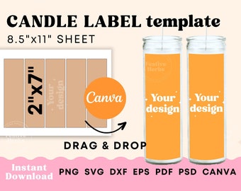 Tall gebed kaars labelsjabloon, gebed kaars sjabloon downloaden, gebed kaars decal babyshower, gebed kaars aangepaste labelsjabloon