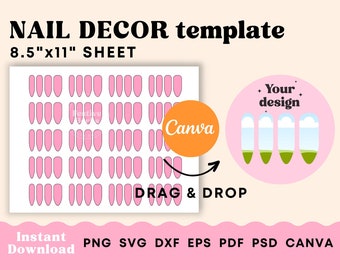 Nail Template, Nail Template SVG, Nail template Canva, Nail art svg template Instant download