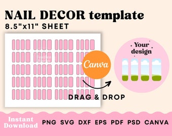 Nail Template SVG, Nail template Canva, Nail Template Nail art svg template Instant download