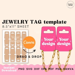 Cartão de exibição de colar svg cricut, modelo de etiqueta de joias, porta-cartão de colar svg, cartão de exibição de etiquetas de joias svg Dobre etiquetas personalizadas