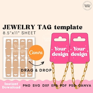 Necklace Display Card Template Set, Printable Necklace Cards Logo Template,  Jewelry Display, Earrings Card, Necklace Holder, Canva Template 