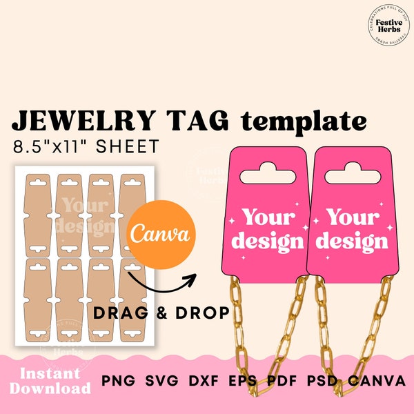 Necklace display card svg cricut, Jewelry tag template, Necklace card holder svg, Jewelry tags svg display card Fold over custom labels