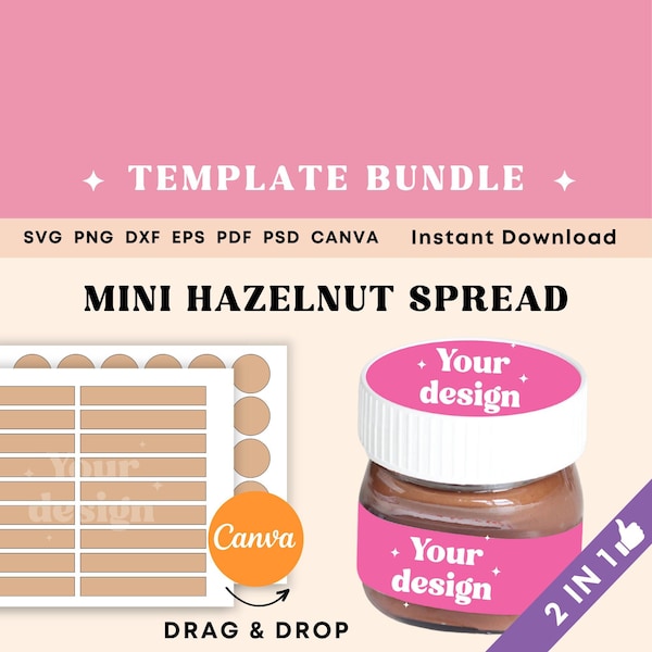 Mini Hazelnut Spread 25g, Mini hazelnut label template, Blank Label Template Canva, Party Favor Jar Label, Chocolate bar wrapper template