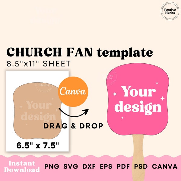 Church fan template canva, Church fan SVG, Paddle fan template, Paddle fan SVG for wedding guests graduation, Instant download