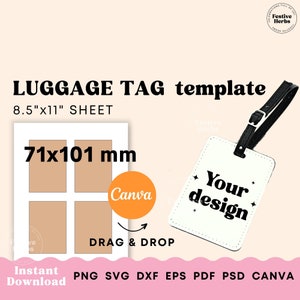 Luggage Tag Template, Luggage tag sublimation template Canva, SVG, PNG template for personalized luggage tag