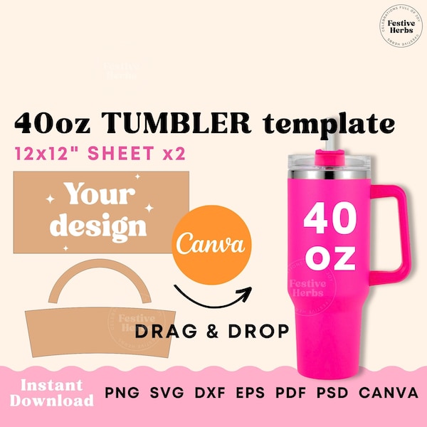 40oz tumbler template, 40oz tumbler wrap template SVG, Canva Sublimation template for tumbler, 40oz tumbler sublimation template download