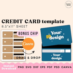 Modèle de carte de crédit, modèle SVG de carte-cadeau, modèle de conception de carte de crédit Canva, fichier de coupe de carte-cadeau modifiable Téléchargement instantané