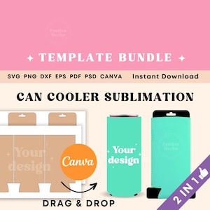 12oz Can Cooler Template, Can Cooler hang tag template, Can cooler sublimation,SVG Beer Cooler Template, Bottle Cooler Template BUNDLE Canva
