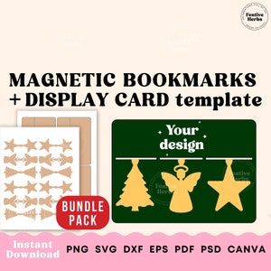 Magnetic bookmark svg, Magnetic bookmarks Christmas, Magnetic bookmark Template, Magnetic bookmark card packaging, Bookmark designs