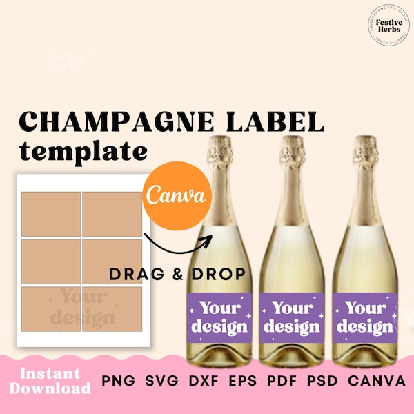 Custom Champagne Label Instant Download Etsy