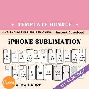 Telefonhüllenvorlage für Sublimation, Iphone Vorlage Bundle, Iphone Sublimationsvorlage, Iphone 14 ProMax SVG, iPhone Case Sublimationspaket