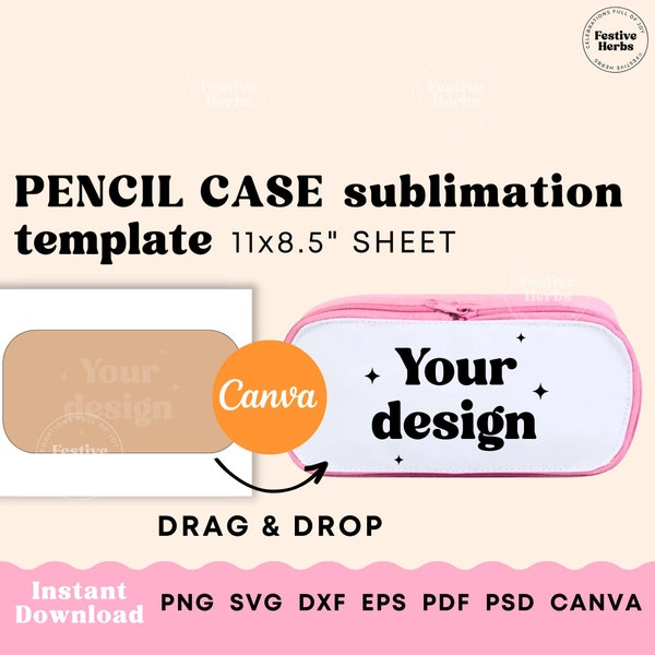 Sublimation pencil case template, Pencil bag template, Pencil pouch sublimation Pencil box canva template, Pencil bag sublimation download