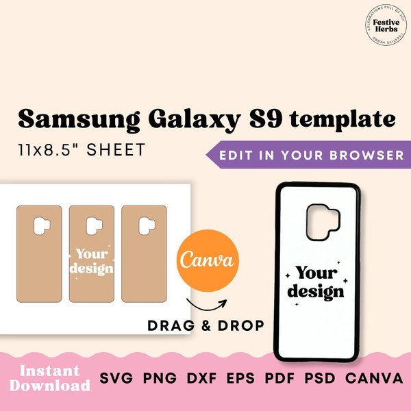 Phone Case Template, Samsung S9 phone case template for sublimation, Samsung sublimation template, Samsung template, Samsung S9 case SVG