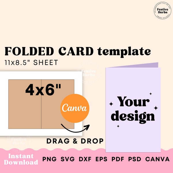 Folded Card Template Etsy