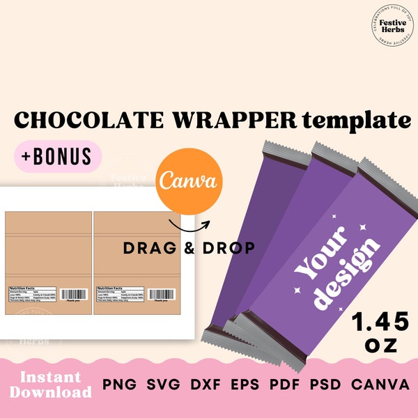 Chocolate Wrapper Canva Template Etsy