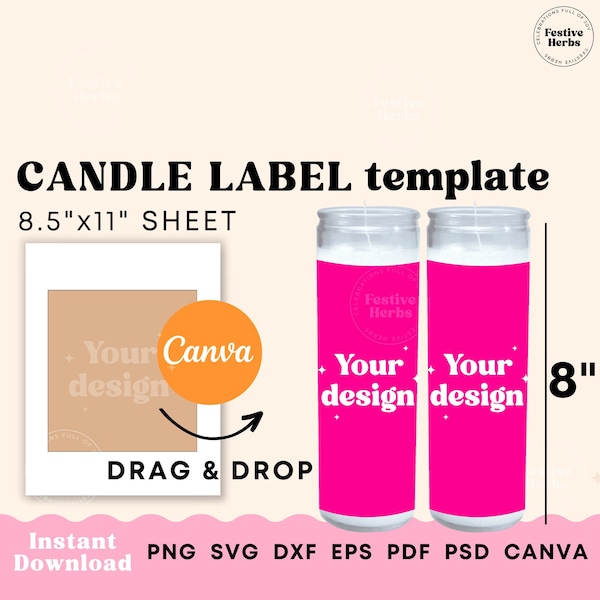 Prayer Candle Template, Prayer candle label template download, Custom prayer candle sticker template SVG PNG Canva Sublimation Template