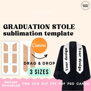 Graduation Stole Template, Stole Template SVG, Canva, Graduation Stole sublimation template, Graduation template bundle, Grad stole template