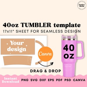 40oz Tumbler Template, 40oz Tumbler Sublimation template, 40oz Tumbler Wrap Template, 40oz tumbler SVG, 40oz tumbler Canva template