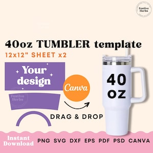 40oz Tumbler Template, Tumbler Sublimation template, 40oz Tumbler Wrap Template, SVG Template 40oz tumbler Canva template tumbler