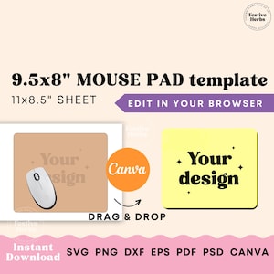 Mauspad Vorlage für Sublimation, Mauspad SVG, Mauspad personalisiert, Mauspad Sublimationsvorlage, Canva Vorlage Sofortiger download