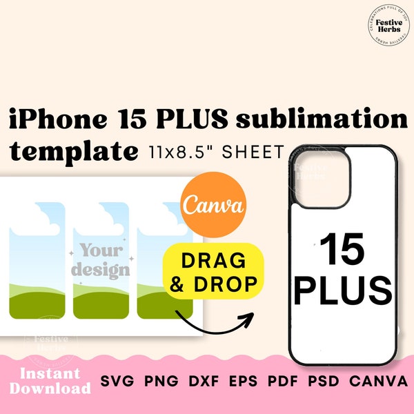 Iphone 15 PLUS template, iPhone sublimation Phone case template, Iphone template, Phone case sublimation template, Phone case SVG, PNG