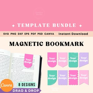 Magnetic bookmark svg, Magnetic bookmark Template, Page holder SVG, Printable Bookmark Canva template Instant download