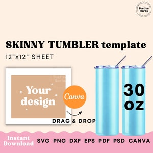 30oz Tumbler template for sublimation, 30oz Skinny tumbler template, Sublimation tumbler SVG for Cricut, Tumbler wrap sublimation template