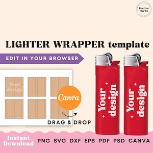 Lighters template, Lighter wrapper Template, Lighter label Template, Lighter Sublimation Template, SVG, Canva template, Custom lighter