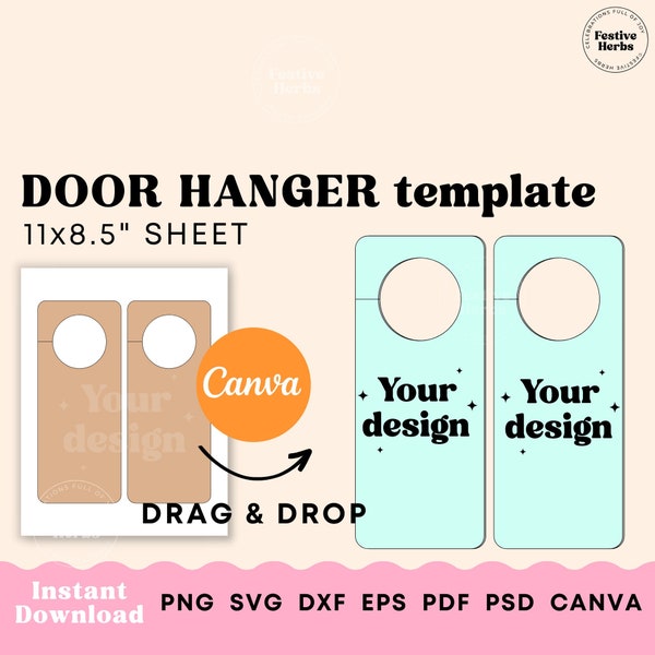 Door hanger template, Door hanger SVG PNG Canva Cricut, Door hanger template download, Door hanger template wedding, Door hanger Cut file