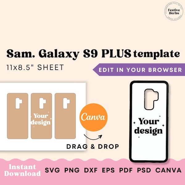 Phone Case Template, Samsung S9 Plus phone case template for sublimation, Samsung sublimation template, Samsung template Samsung S9 Plus svg