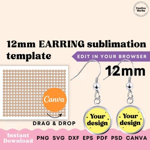 Earring sublimation template, Earring template, Earring SVG, Earring shape file, Canva template, Instant download