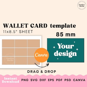 Tarjeta de billetera SVG, Plantilla de tarjeta de billetera, Plantilla canva de inserción de tarjeta de billetera, Tarjeta de billetera para él, Teléfono de tarjeta de billetera Descarga instantánea imprimible