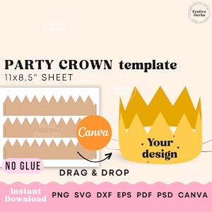 Kids crown template, Crown SVG, Party hat template, Crown template printable, Crown royal svg, Birthday hat template, Party hat download