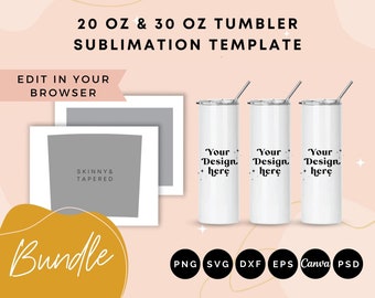 20 oz Skinny Tumbler Template, Tumbler SVG, Tapered & Straight tumbler sublimation template, 30oz Tumbler SVG, Full wrap tumbler template