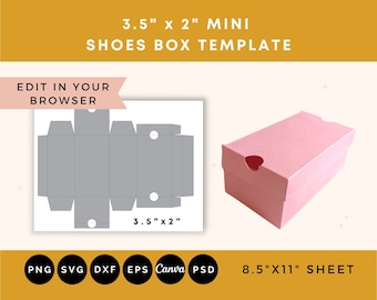 Mini Shoes Box Template, Mini Sneaker Box template, Shoe Box Party Favor Box Template, Gift Box Template, Box SVG, Mini shoes box SVG
