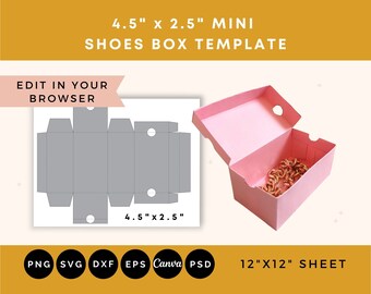 Mini Shoe Box SVG Template: Party Favor Gift Box Digital Download